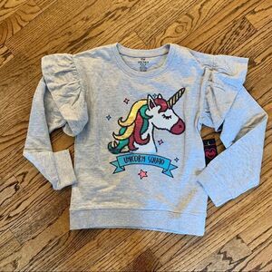 New PINK VELVET Unicorn Sequin Sweatshirt M 10 12